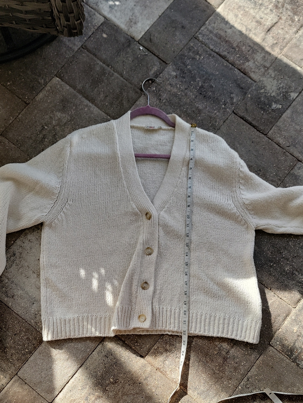 Faherty Cream V-Neck Button Cardigan Sweater Sz XL Boxy Fit Cotton Blend - Picture 9 of 12
